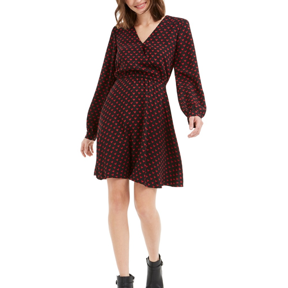 Black and Red Heart Patterned Women's Dress